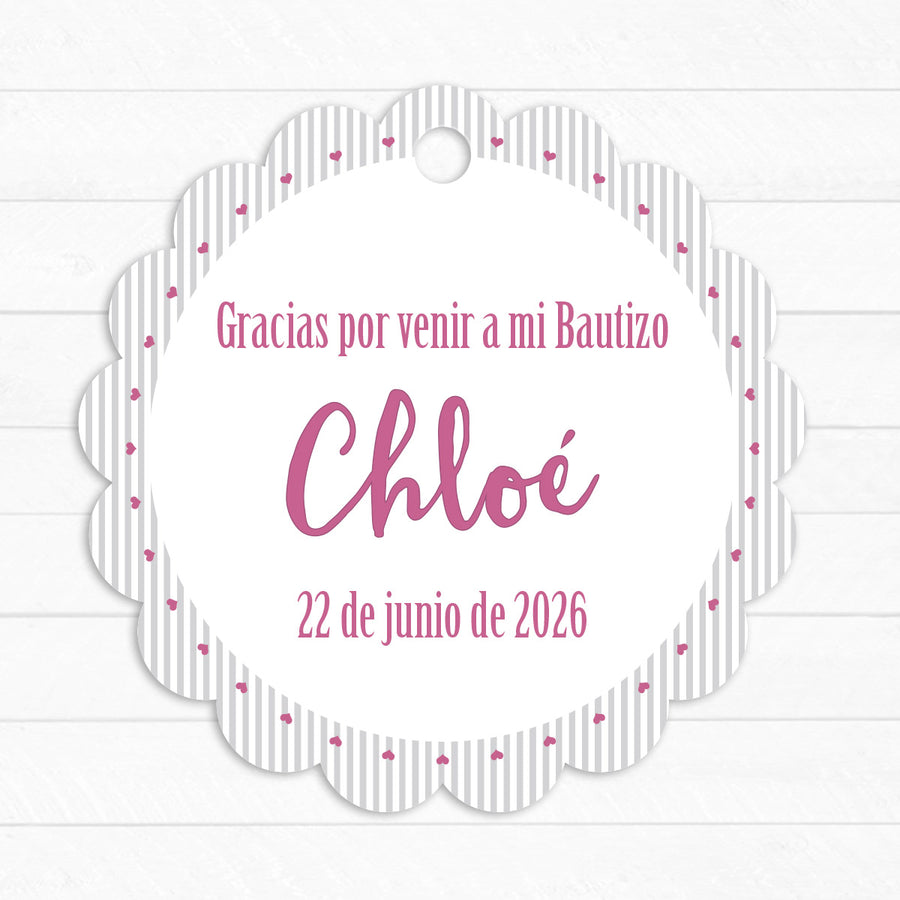 Etiqueta Bautizo Nombre Rosa