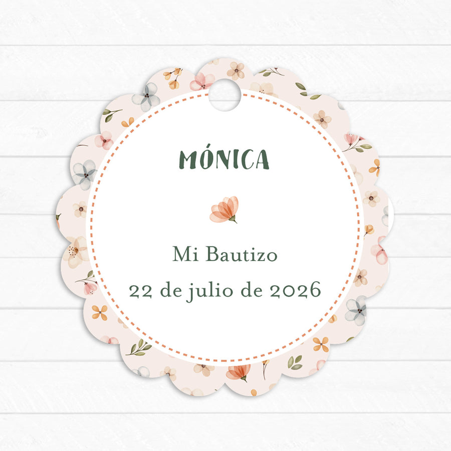 Etiqueta Bautizo Florecitas
