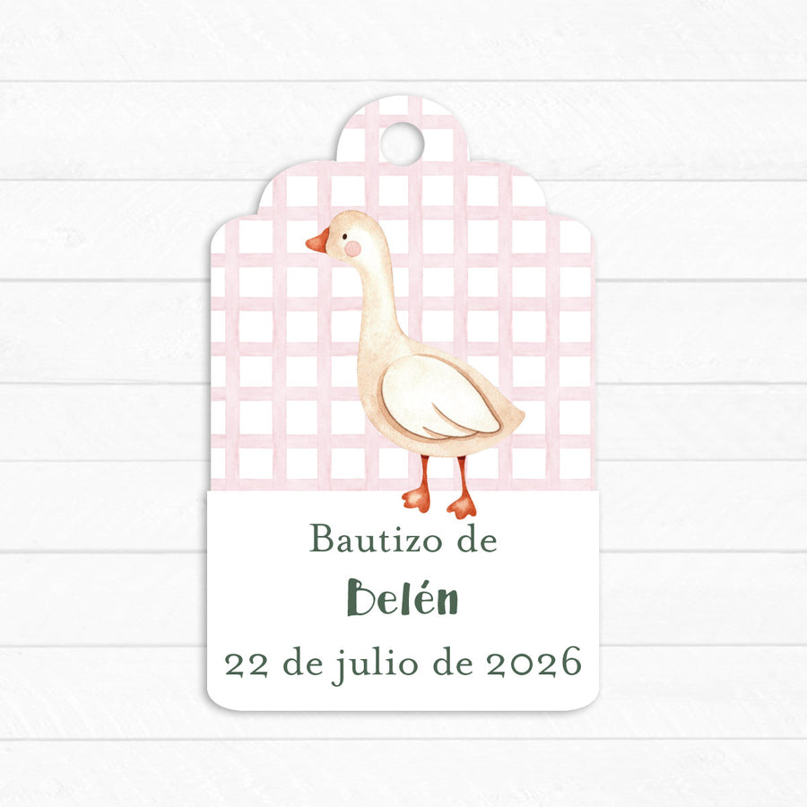 Etiqueta Bautizo Oca Rosa