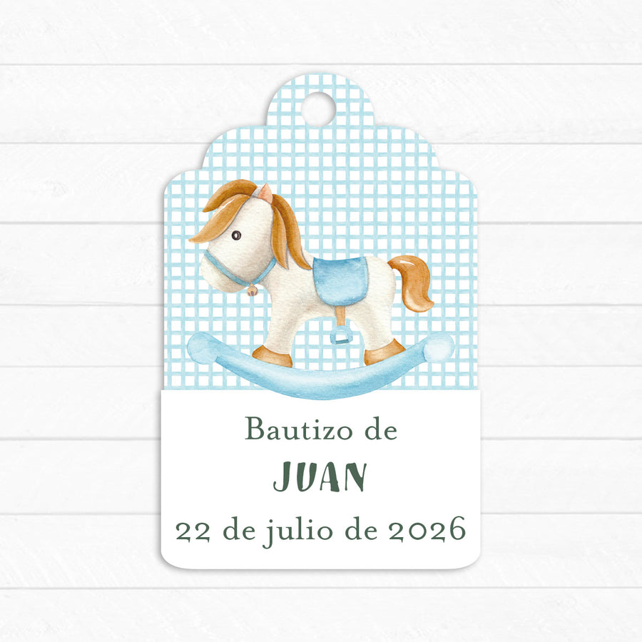 Etiqueta Bautizo Caballito Azul