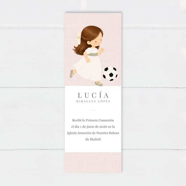 Marcapáginas Comunión Niña Fútbol