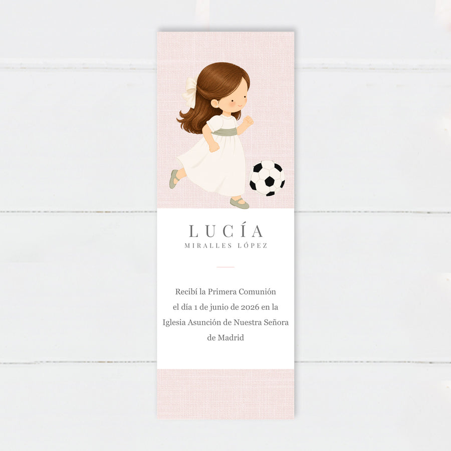 Marcapáginas Comunión Niña Fútbol