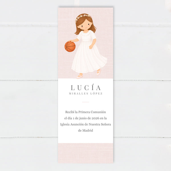 Marcapáginas Comunión Niña Baloncesto