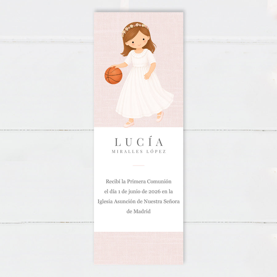 Marcapáginas Comunión Niña Baloncesto