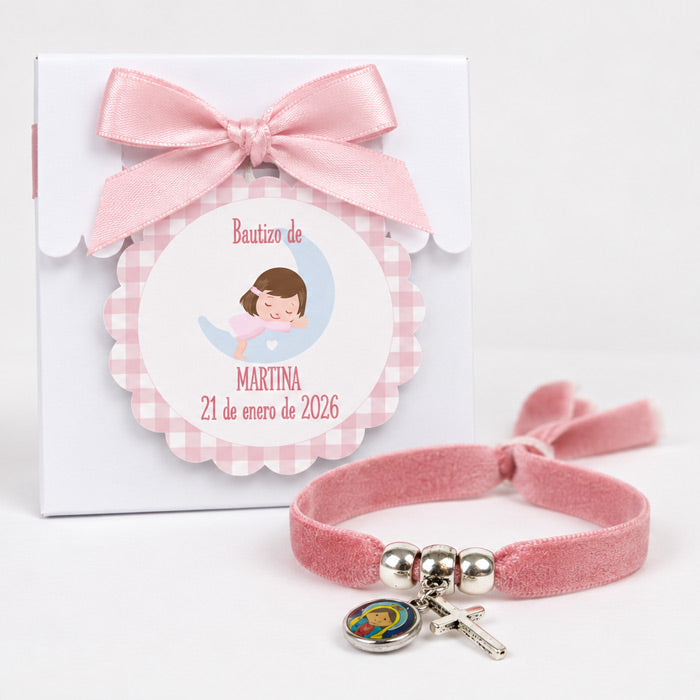Pulsera Terciopelo Cruz y Medalla
