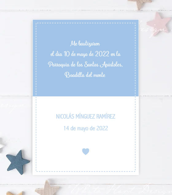 Recordatorios Bautizo Azul