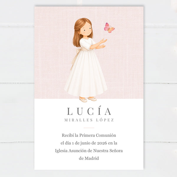 Recordatorio Comunión Niña Pajarito