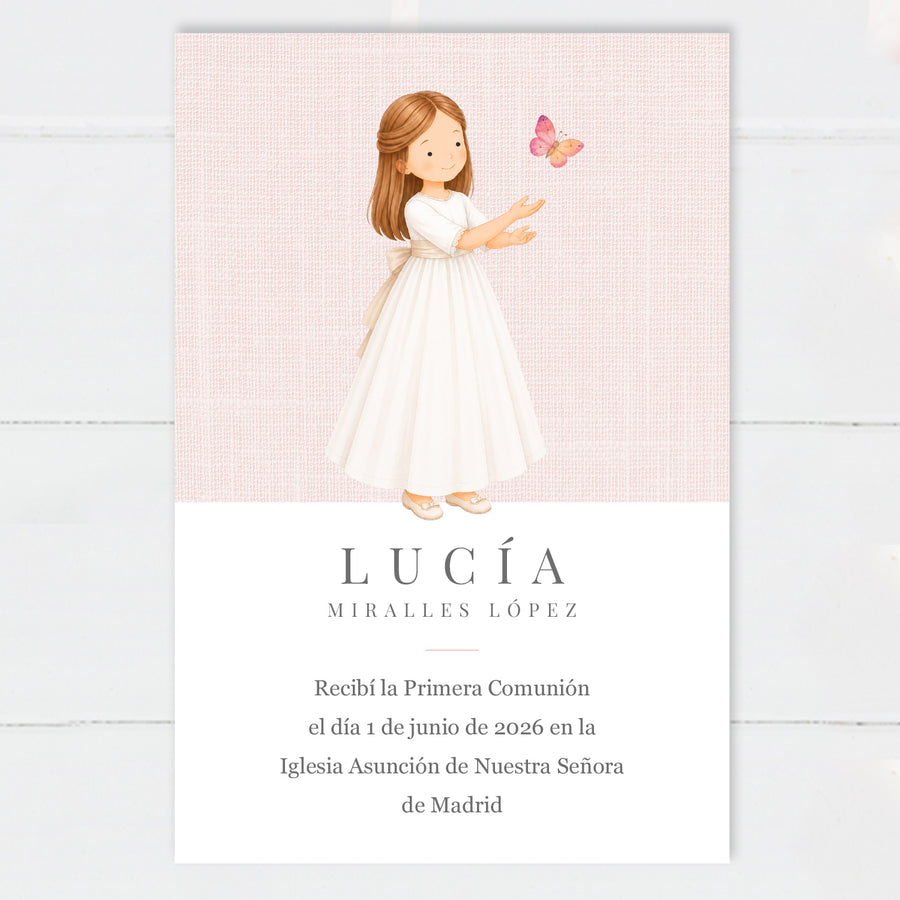 Recordatorio Comunión Niña Pajarito