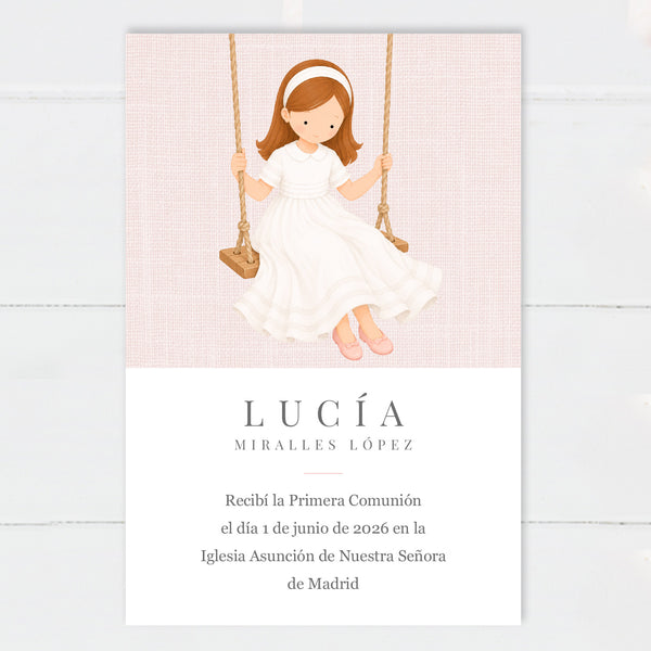 Recordatorio Comunión Niña Columpio
