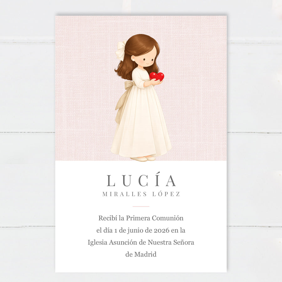 Recordatorio Comunión Niña Corazón