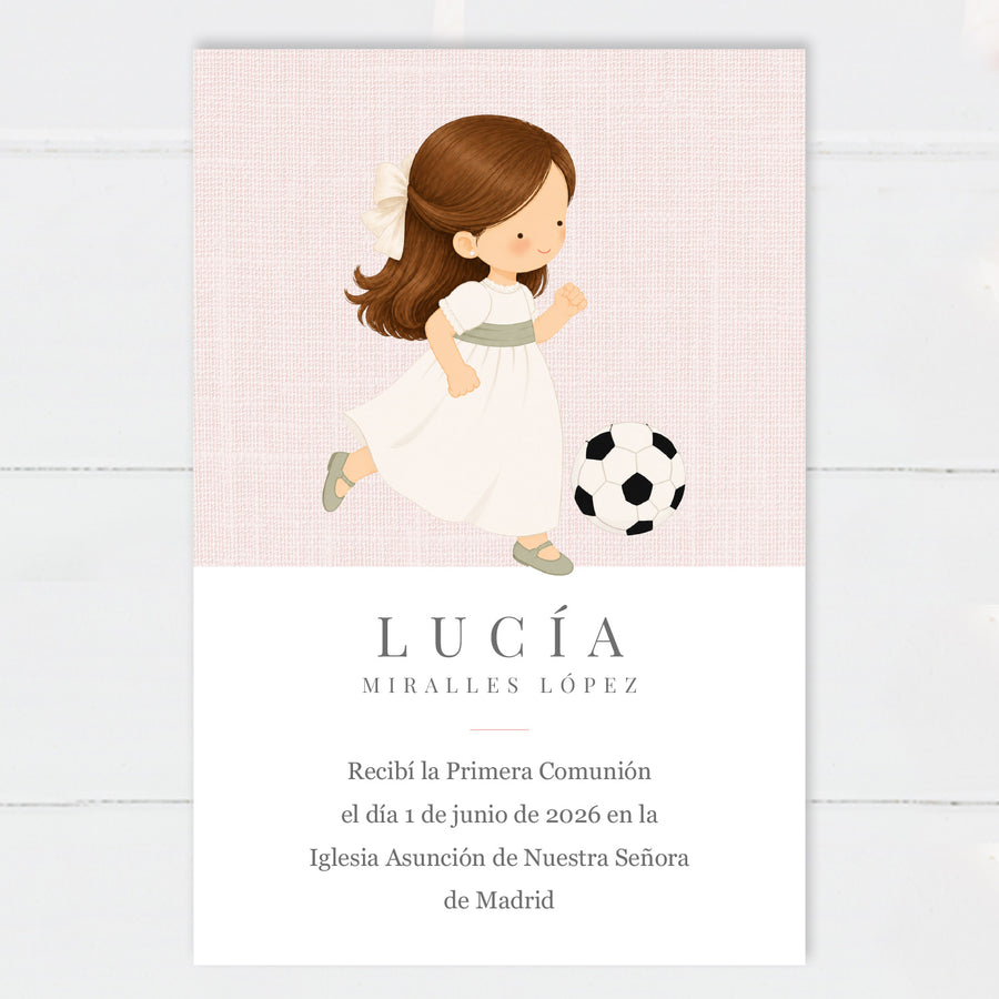 Recordatorio Comunión Niña Fútbol