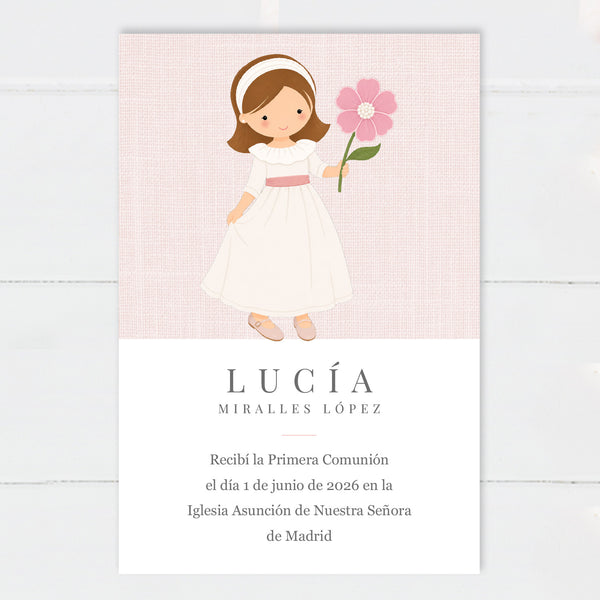 Recordatorio Comunión Niña Flor