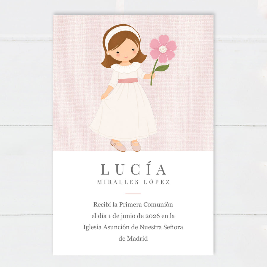 Recordatorio Comunión Niña Flor