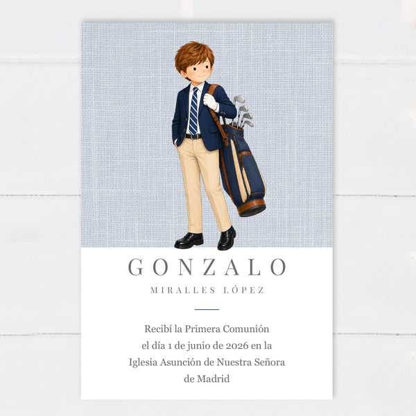 Recordatorio Comunión Niño Golf