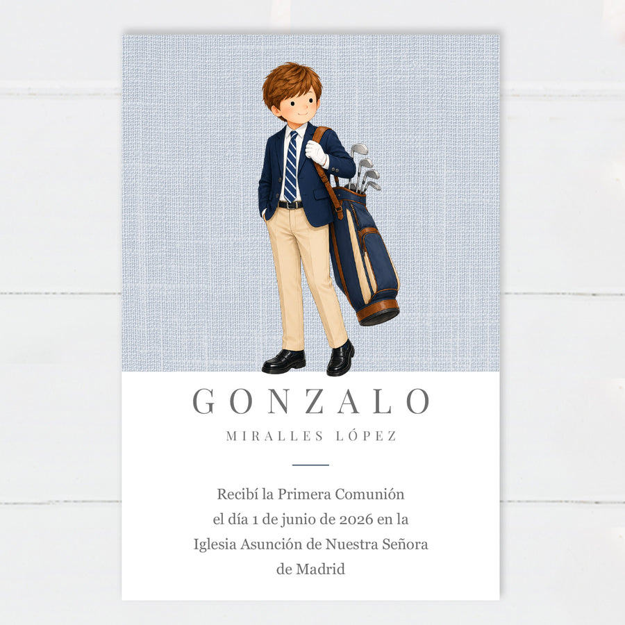 Recordatorio Comunión Niño Golf