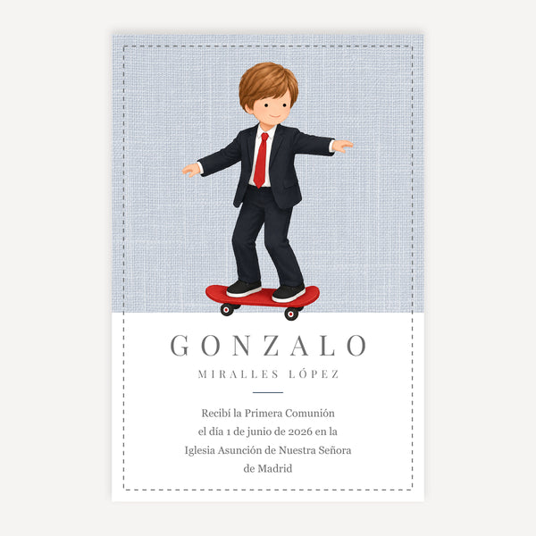 Recordatorio Comunión Niño Patinete