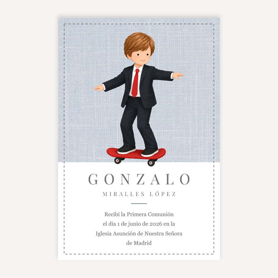 Recordatorio Comunión Niño Patinete