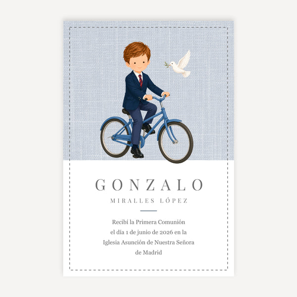 Recordatorio Comunión Niño Bici
