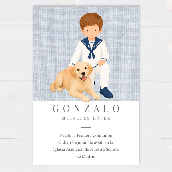 Recordatorio Comunión Perro Labrador
