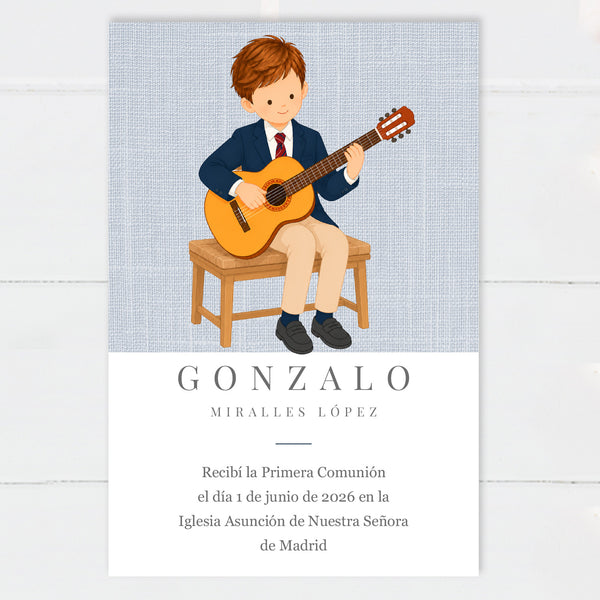 Recordatorio Comunión Niño Guitarra