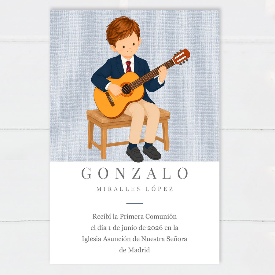 Recordatorio Comunión Niño Guitarra