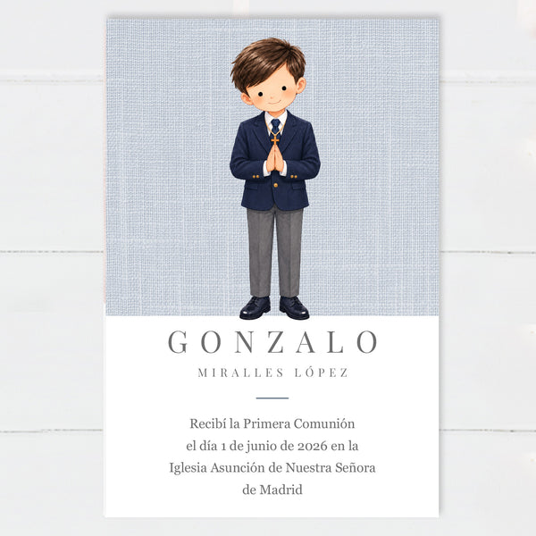 Recordatorio Comunión Niño Reza
