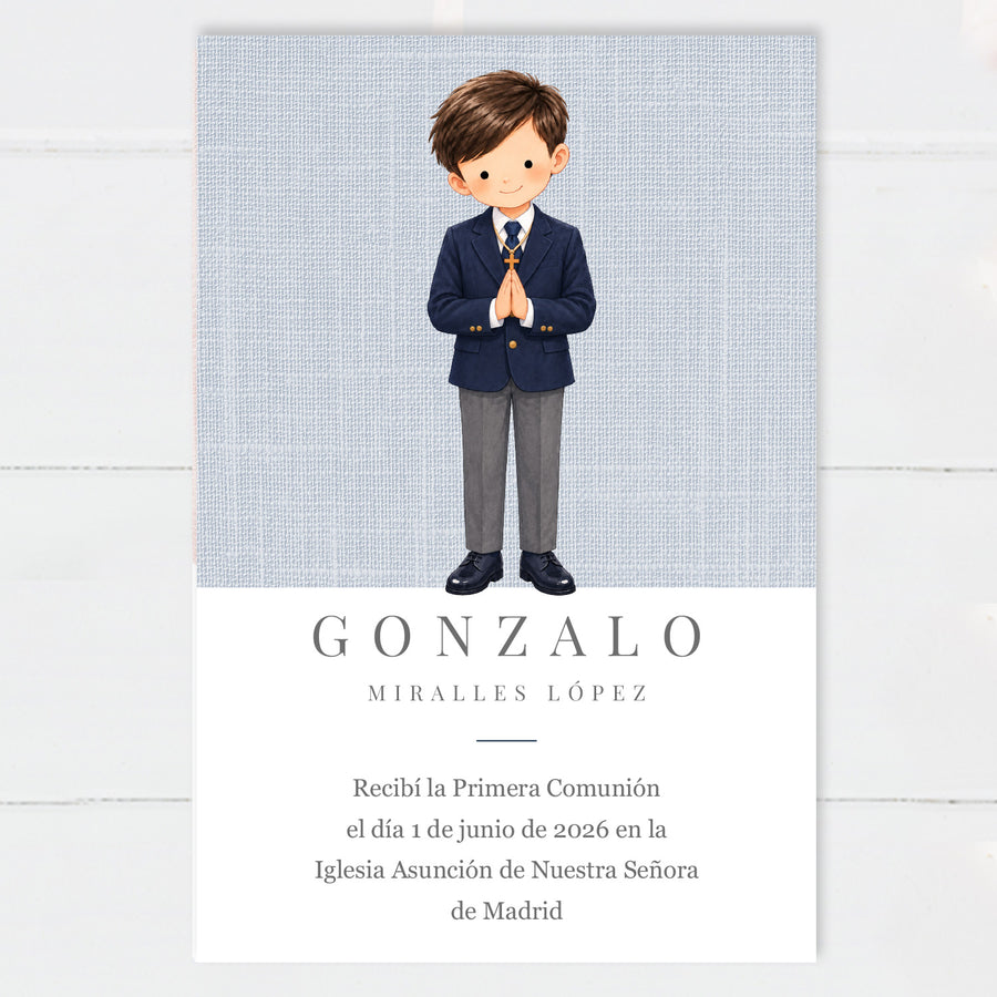 Recordatorio Comunión Niño Reza