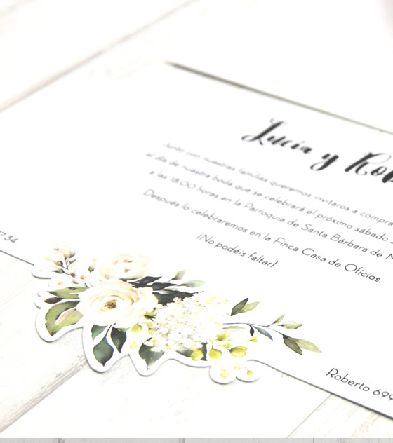 Invitacion boda flor blanca