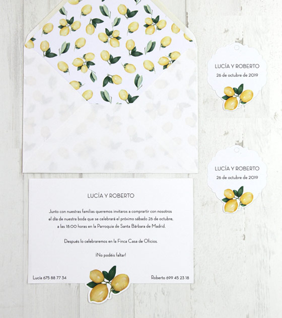 Invitacion boda limon